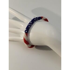 Vintage USA American Flag beaded bracelet‎